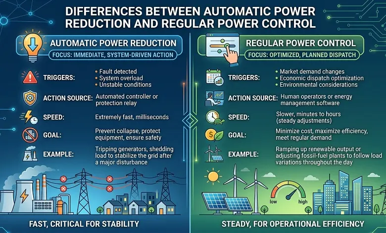Differences Between Automatic Power Reduction and Regular Power Control